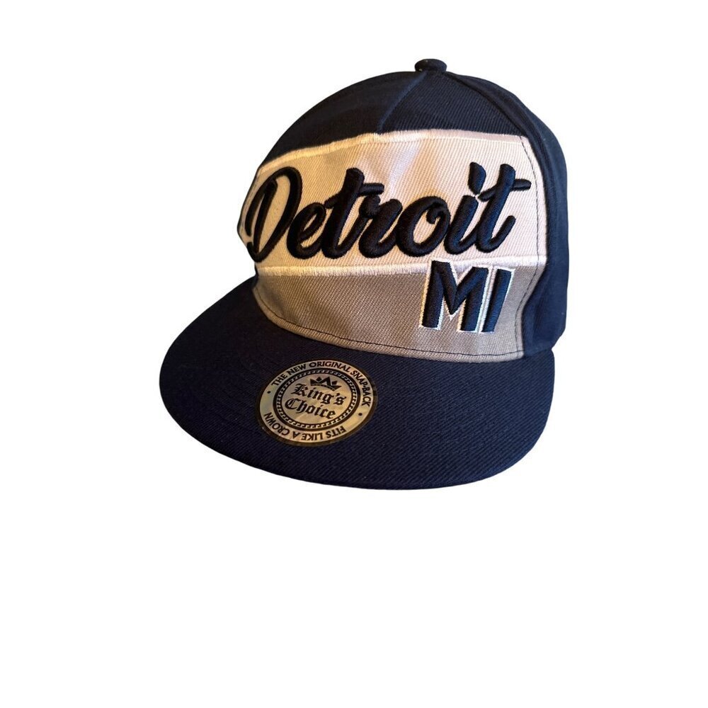 Detroit MI Snapback Blue Hat By Malak Adjustable